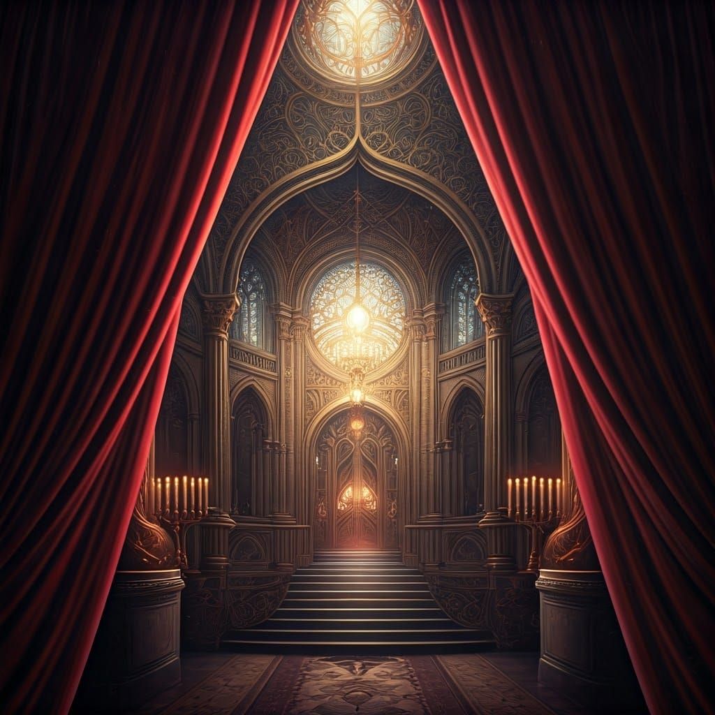 Fantastical Hanukkah Night Scene in Rich Burgundy Tones