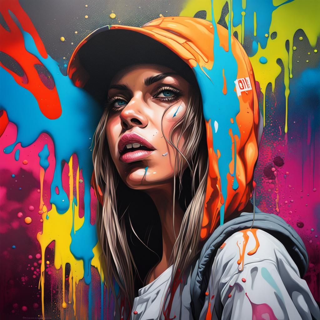 Vibrant Female Portraits in Graffiti Style