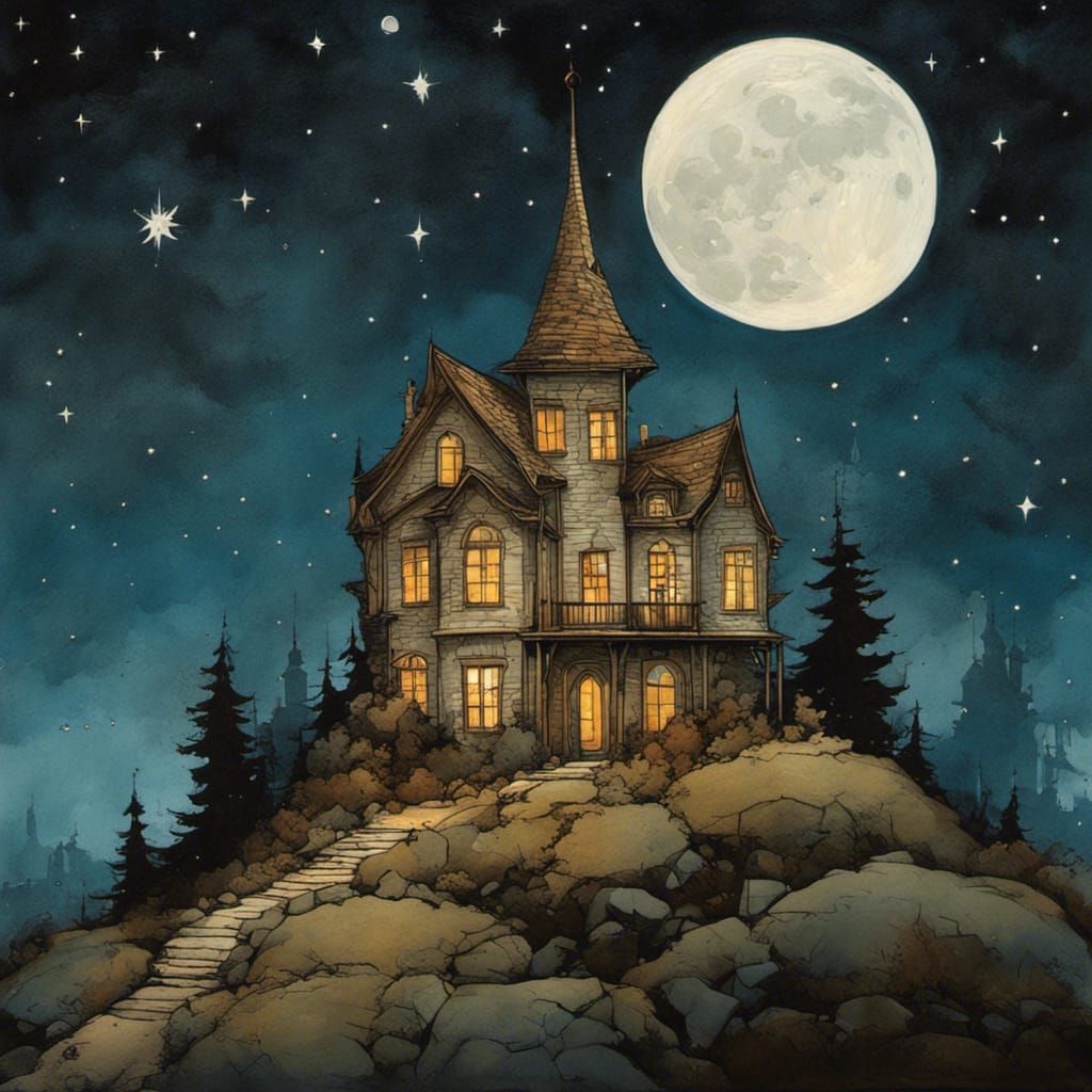 Impressive Manor Illuminated by a Celestial Landscape