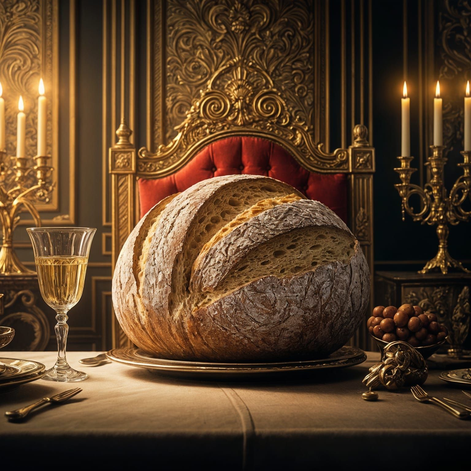 A Loaf of Bread Seated at a Victorian-Era Dining Table as a....