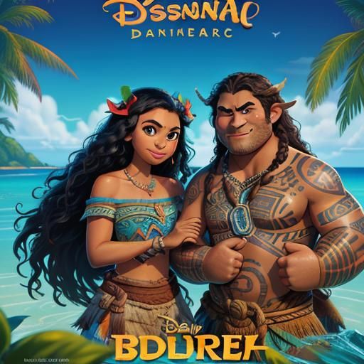 Moana Disney Movie Poster in Comic Book Style