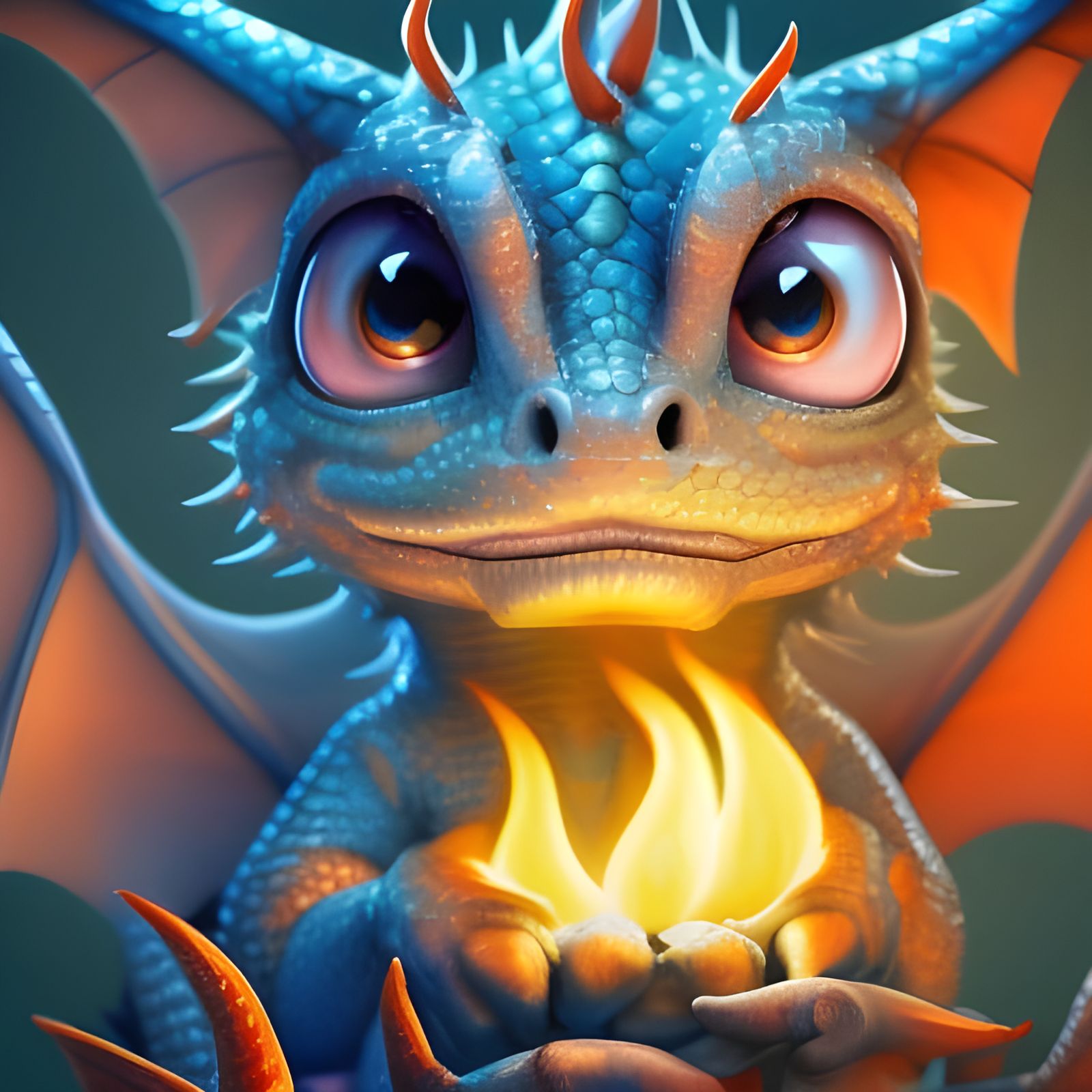 Vibrant Oil Painting of a Scary Adorable Baby Dragon