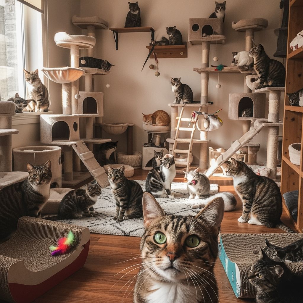 Cozy Bohemian Room Packed with Playful Cats