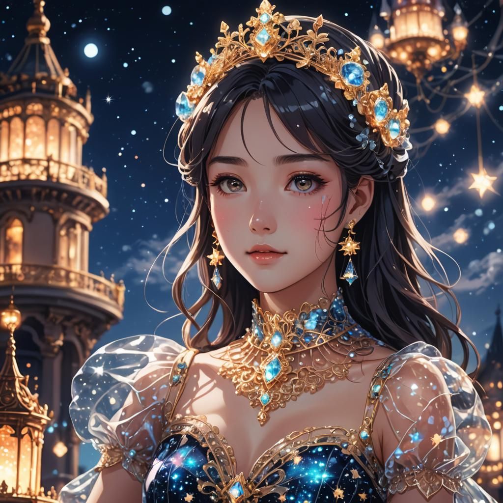 Glamorous Lady Shines in Twilight Cake Wonderland