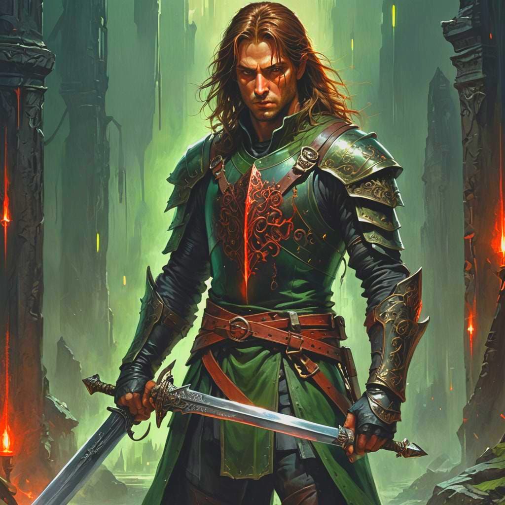 Ethereal Warrior in Dark Fantasy Realm