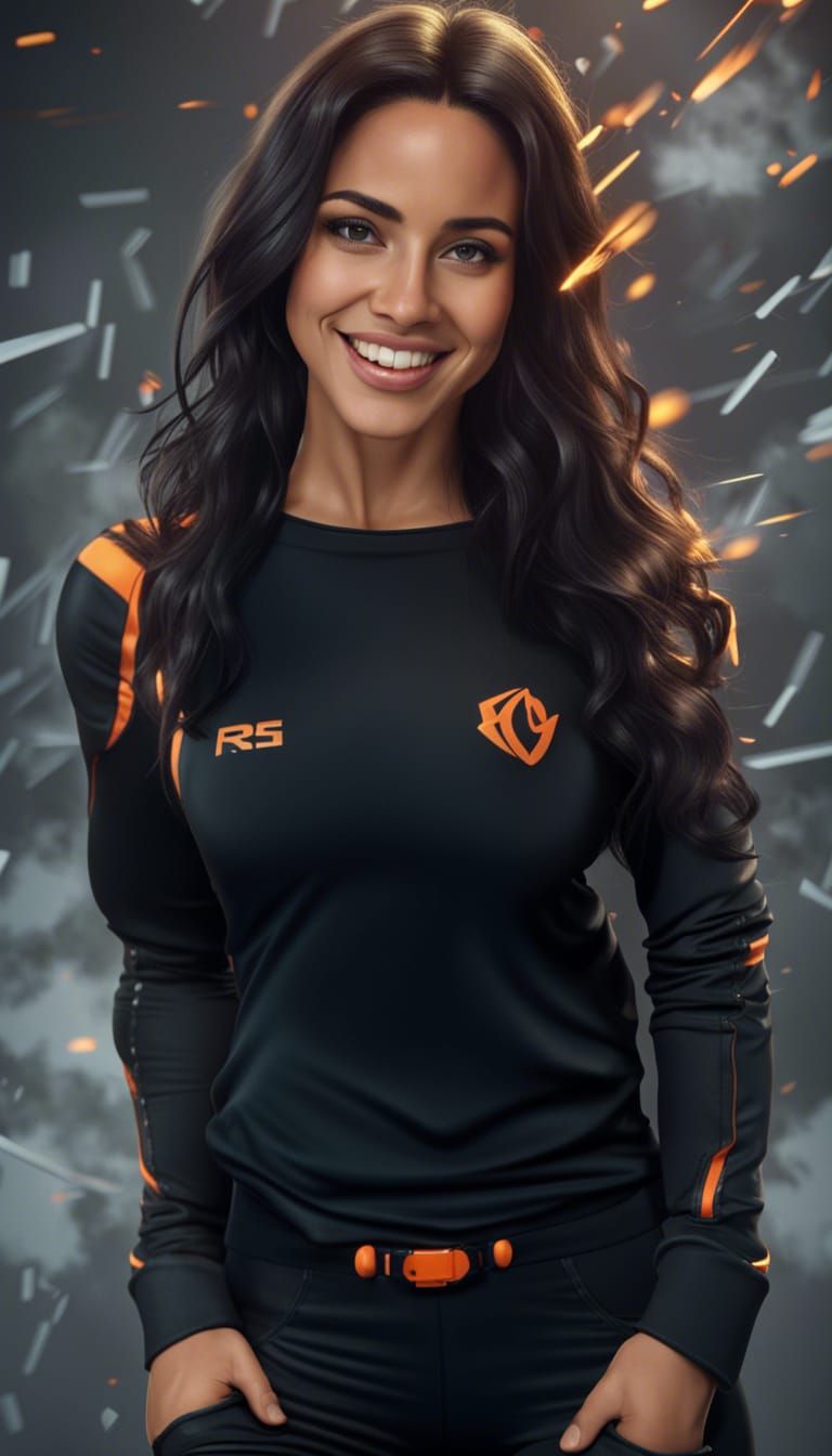 Glowing Brazilian Fitness Model in Ultra-Wide Angle Pose