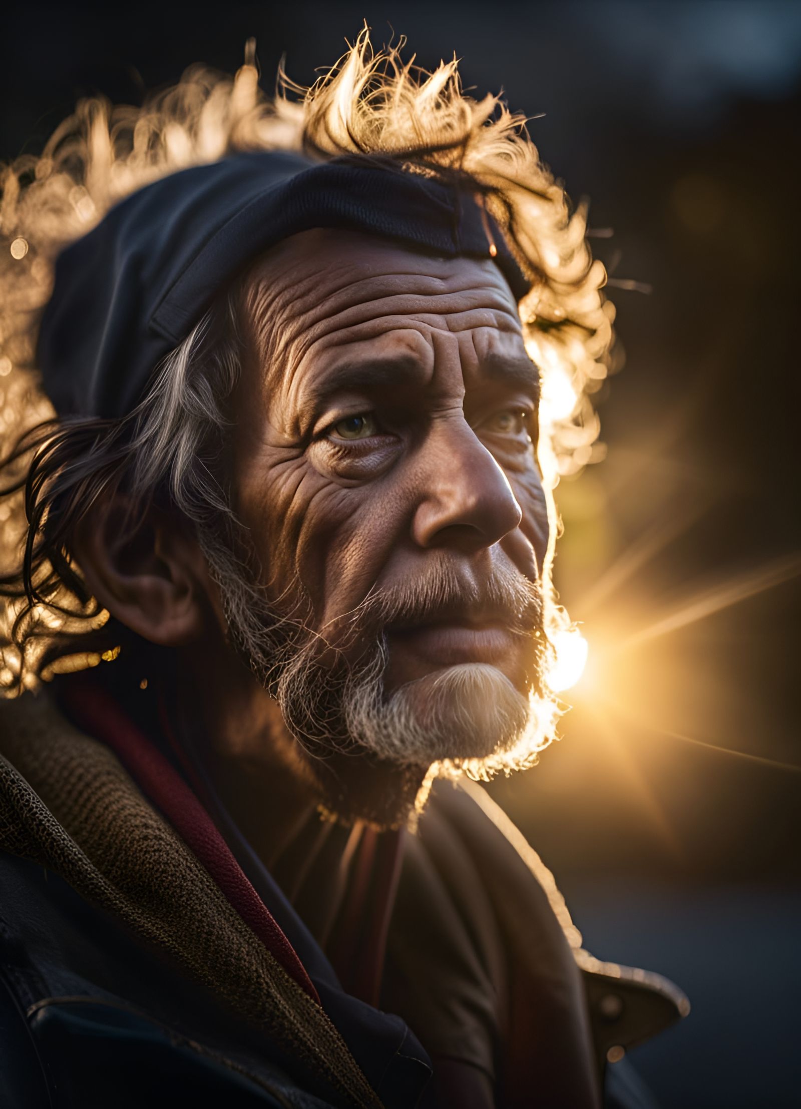 Homeless Man in Radiant Light