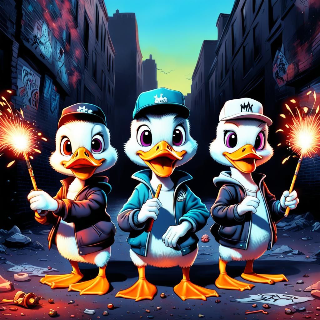 Disney Dark Fan Art: Evil Huey, Duey, and Luey as Young Rebe...