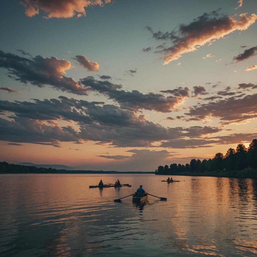 Epic Sunset on Serene Lake Waters - Cinematic Film Still