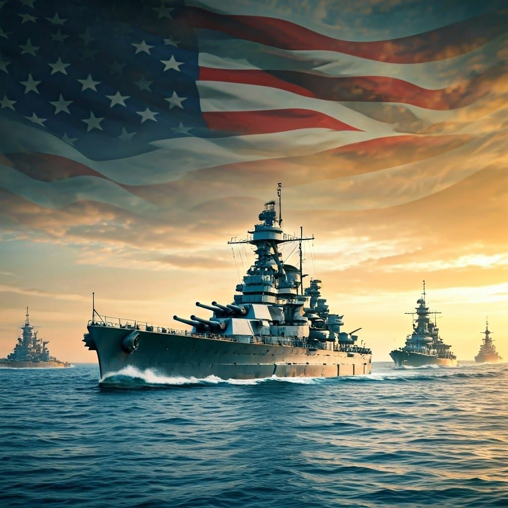 Majestic American Fleets Sail Through Sunset