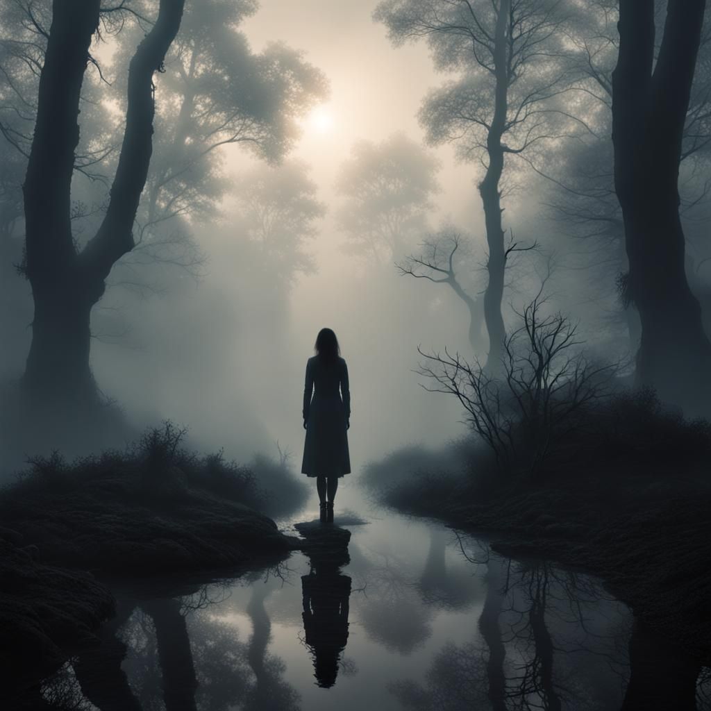 Epic Forest Silhouette in Dramatic Fog