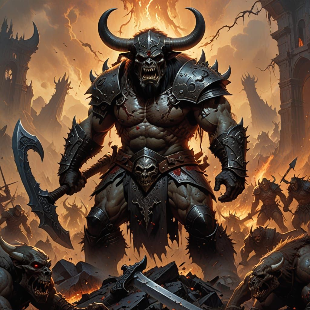 Undead Minotaur Warrior in Decaying Armor