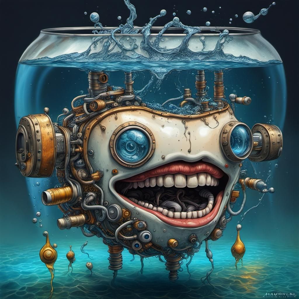 Surreal Robotic Portrait in Vibrant Oil Colors