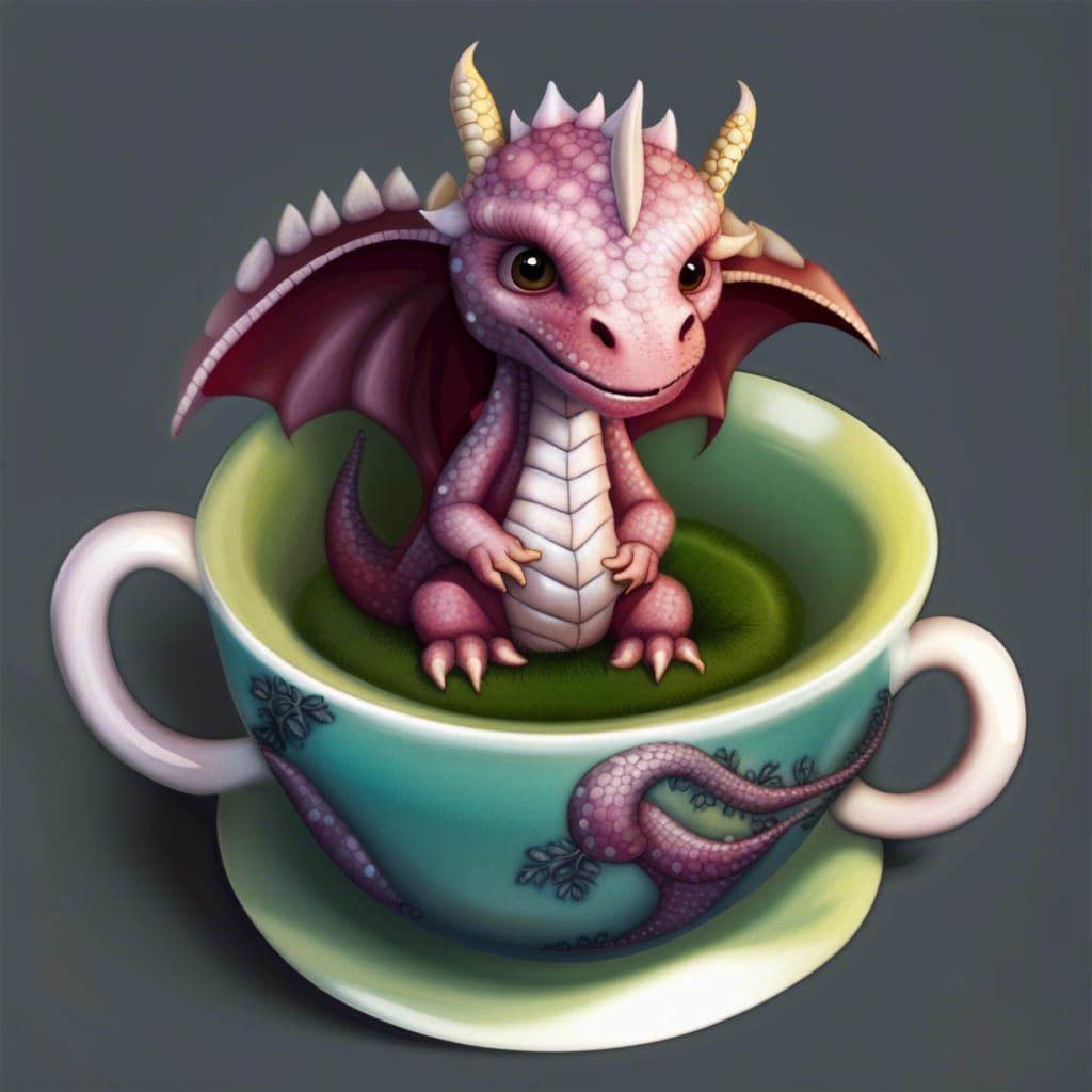 Mystical Tea Cup Scenes in Whimsical Style