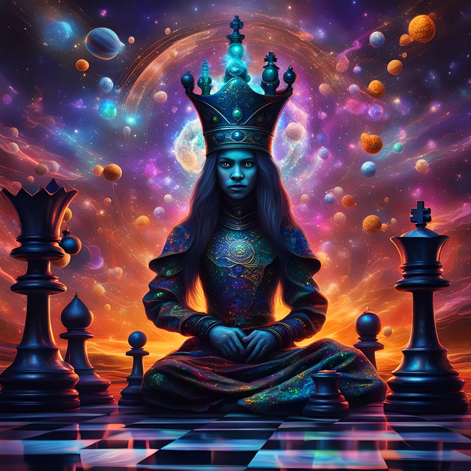 The Cosmic Chess Queen Awaits Her Turn