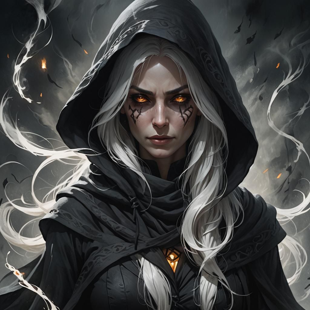 Enigmatic Woman in Dark Fantasy Realm