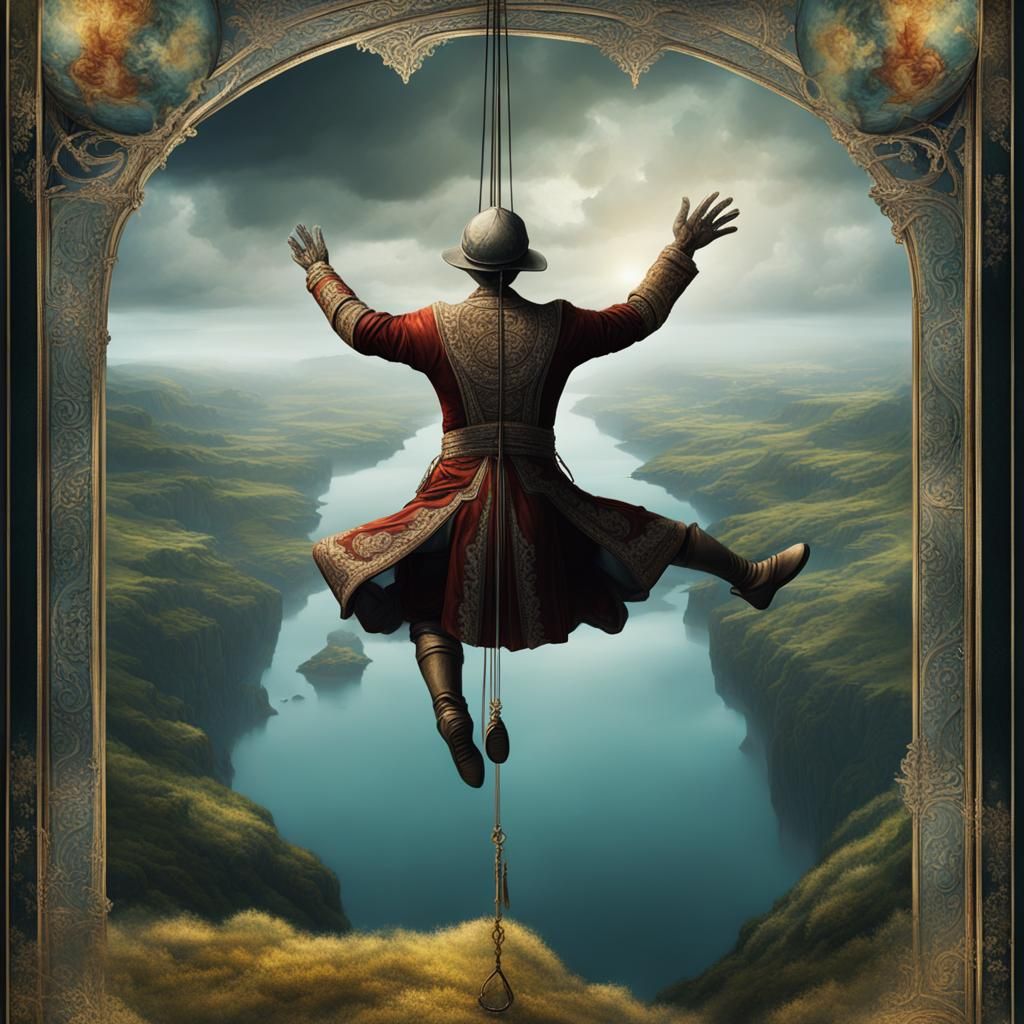 Epic Cinematic Tarot Tightrope Walker in a Maximalist Digita...