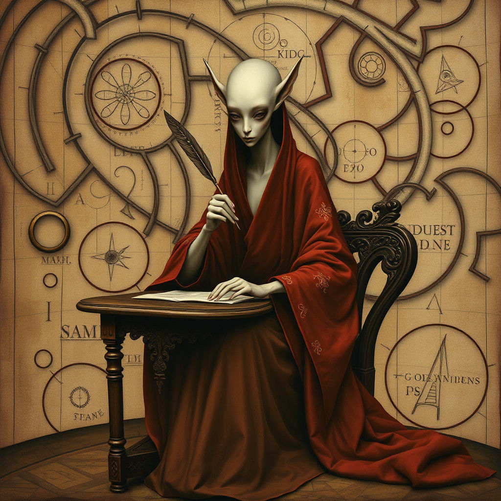 Ethereal Mystic Studies Cosmic Whispers in Enchanted Study