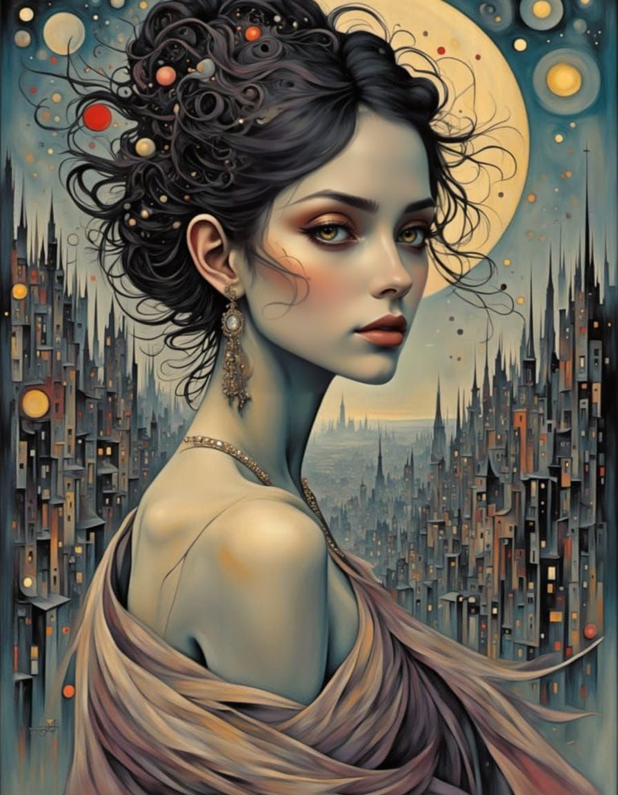 Ethereal Woman in Neo-Futurist Style