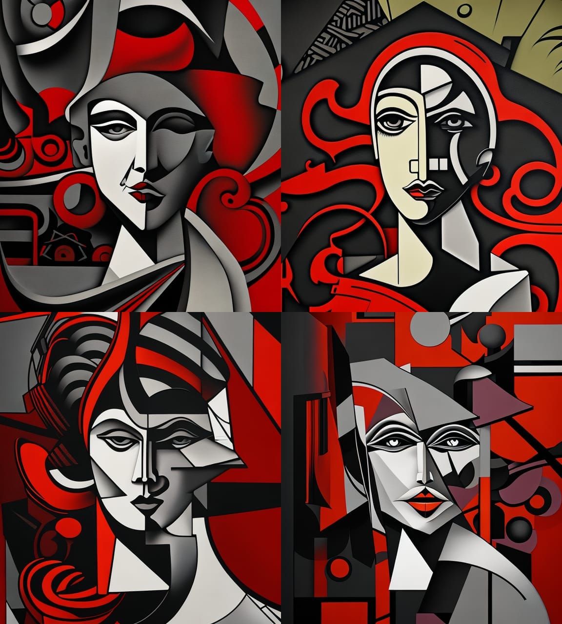 Cubist Concrete Art in Modern European Ink Painting Style