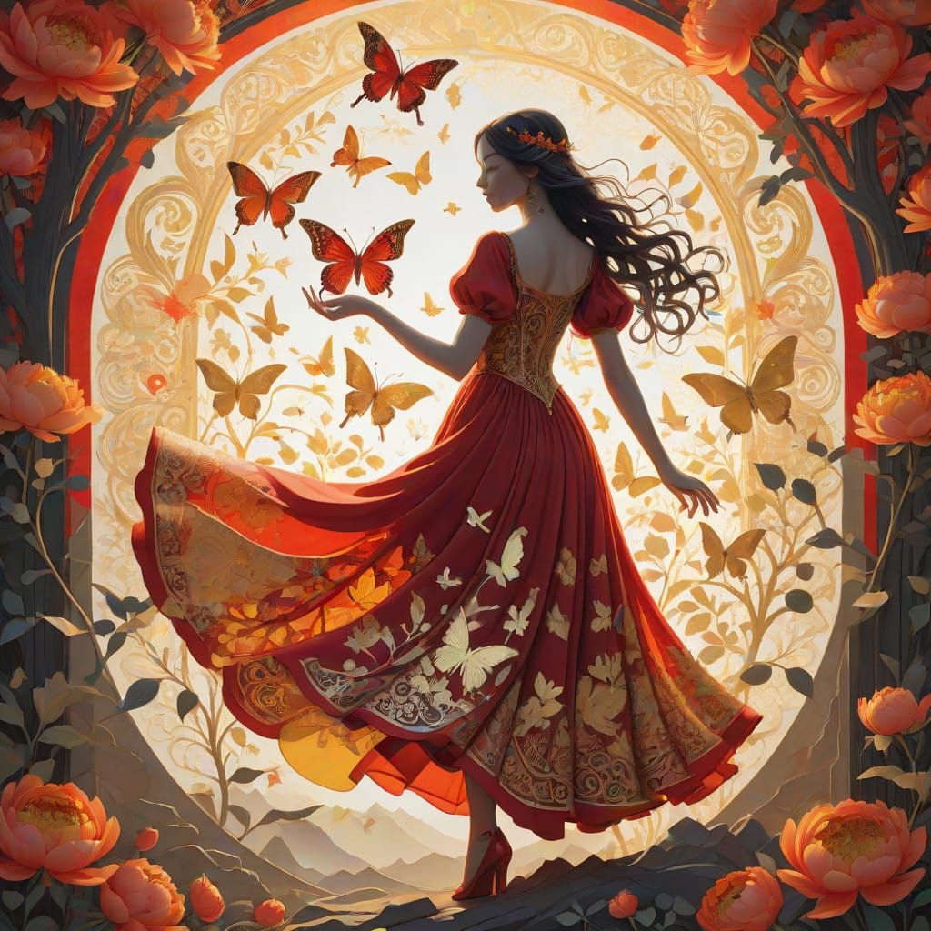 Enchanted Gypsy Goddess in Whimsical Fantasy Realm