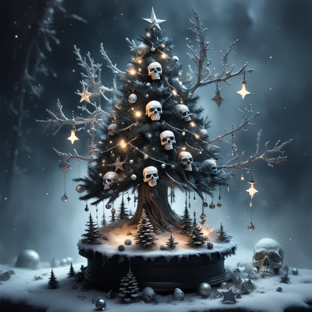 Stunning Skeleton Christmas Tree in Whimsical Punk Rock Styl...