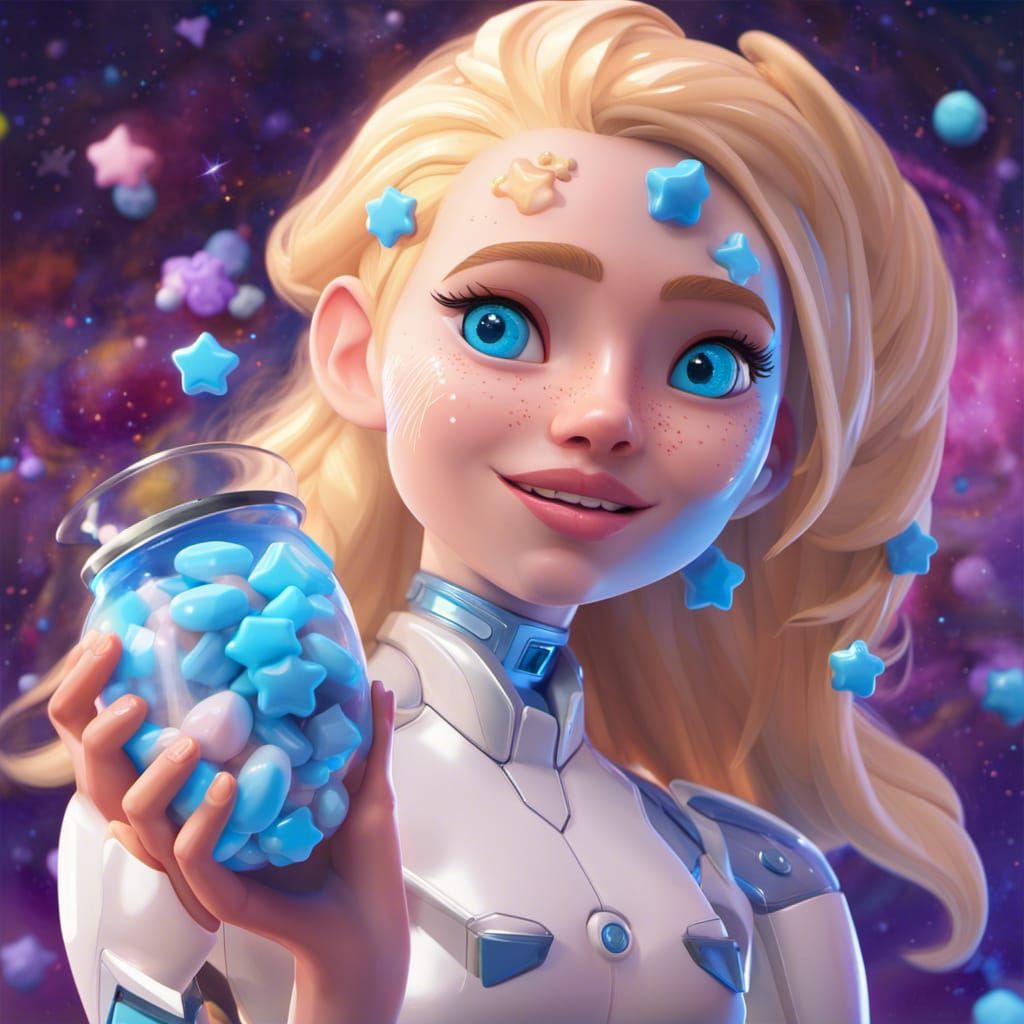 Galactic Candy Shop: Vibrant Futuristic Scene