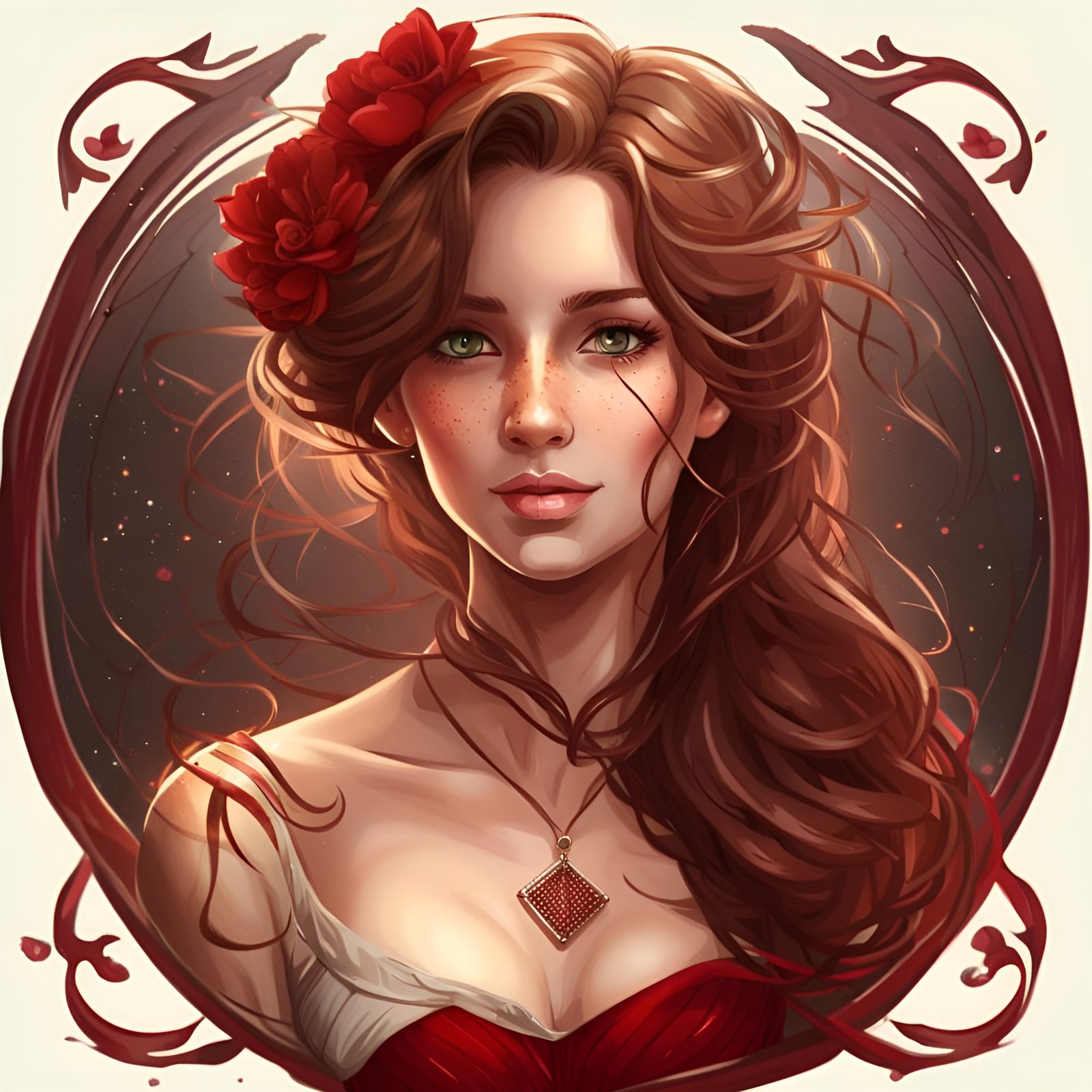 Beautiful Virgo Woman in Red Dress