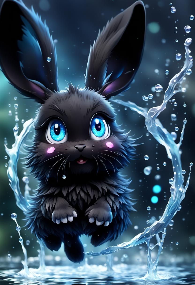 Magical Rabbit Leaping into a Splashing Water Circle