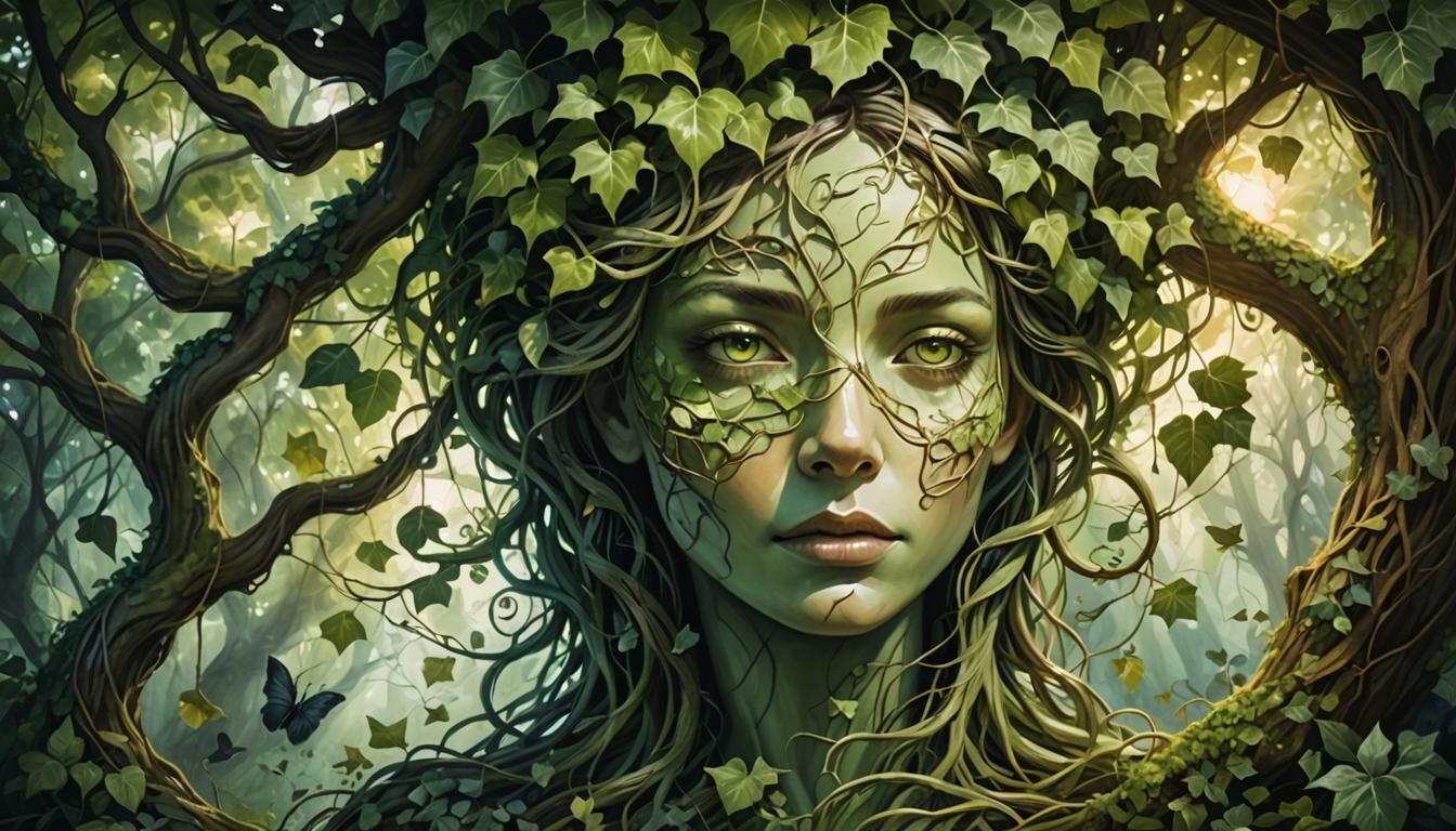 The Green Man Emerges from the Oak, a Mystical Vision of Nat...