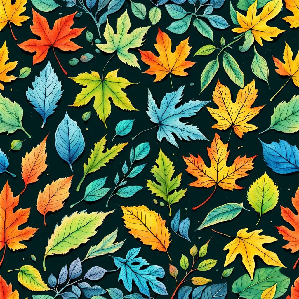 Vibrant Botanical Illustrations of Exotic Deciduous Leaves