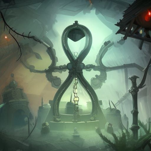 Ethereal Graveyard Landscape in Vibrant Cel-Shaded Style