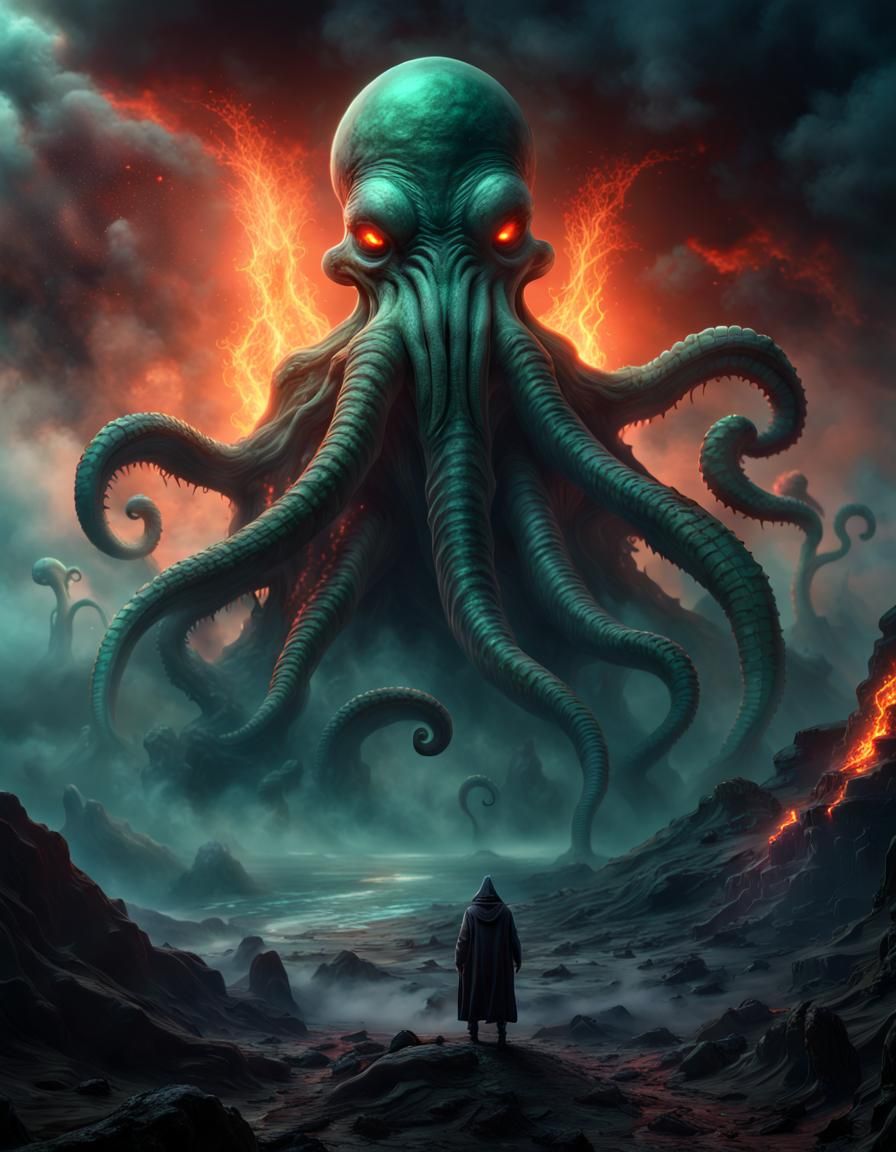 Epic Cthulhu Masterpiece in a Smoky, Foggy, Space-Fantasy Sc...