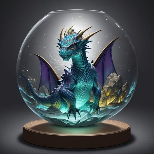 Fantasy Dragon Concept Art in a Glass Jewelry Box