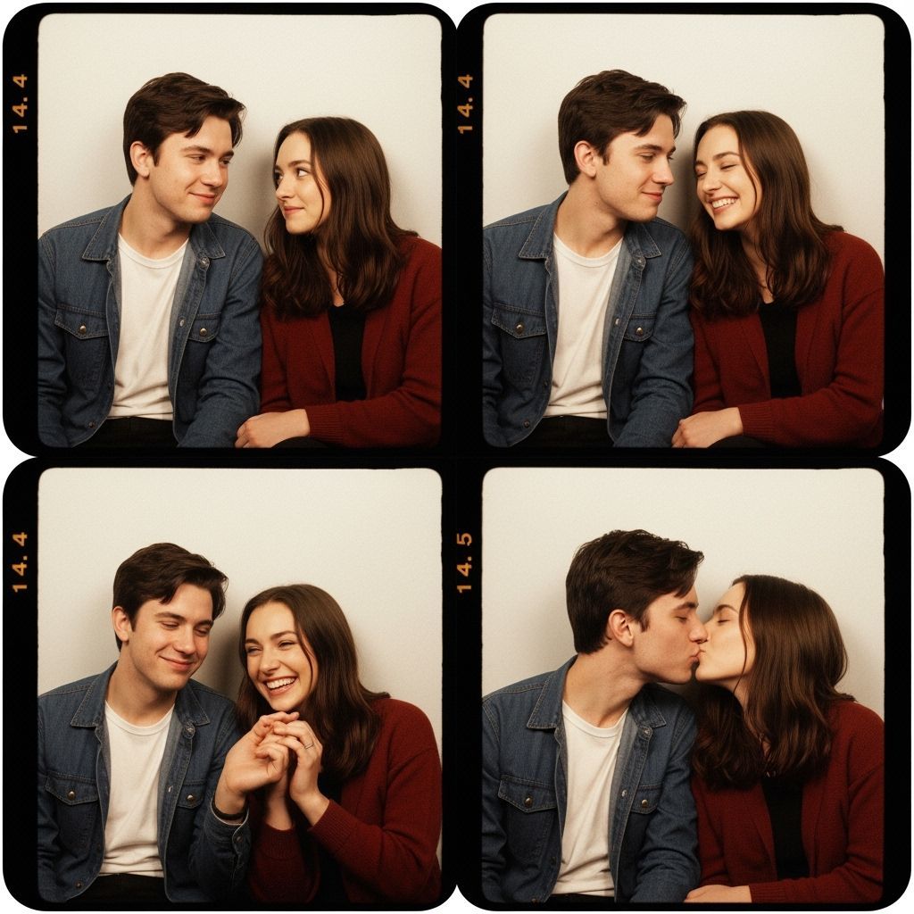Vintage Photo Booth Strip Captures Budding Romance