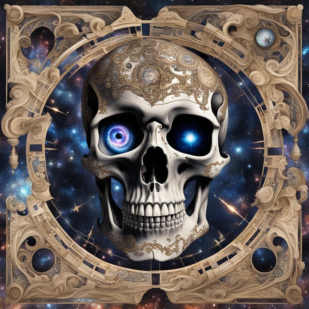 Eternal Cosmic Vortex in a Skull Eye of Time