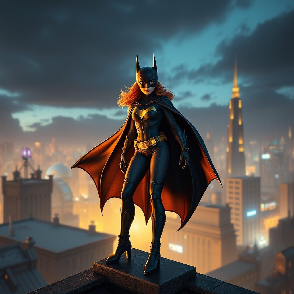 Mysterious Vigilante on a Rooftop in Vibrant Colors