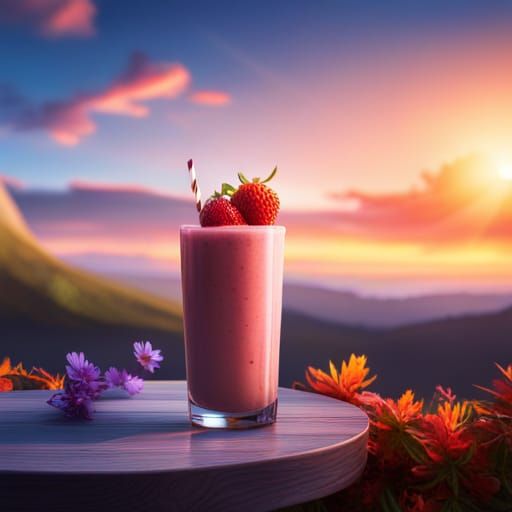 Strawberry Milkshake with Mountain View