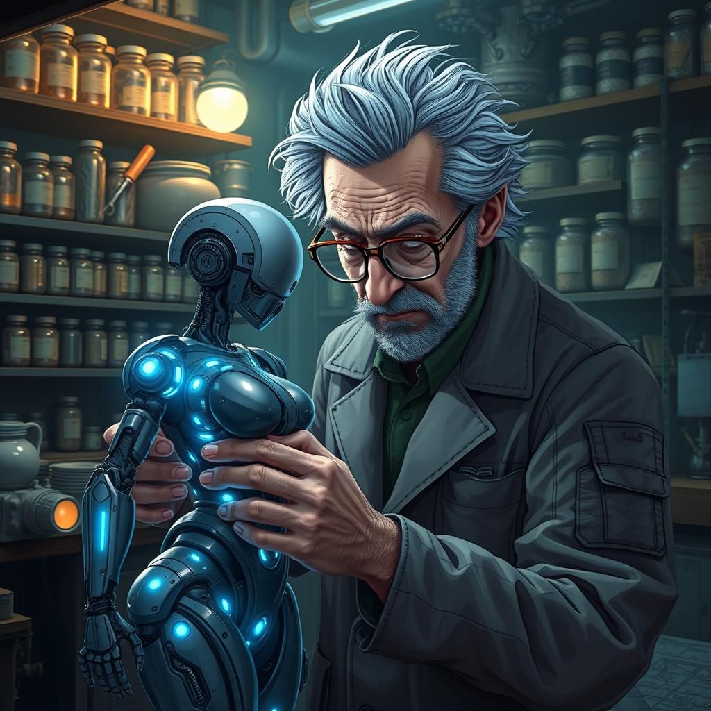 Mad Scientist Assembles Android in Secret Lab