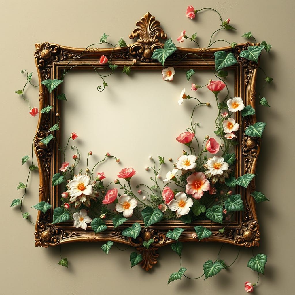Nature Awakens from Vintage Frame in Art Nouveau Style