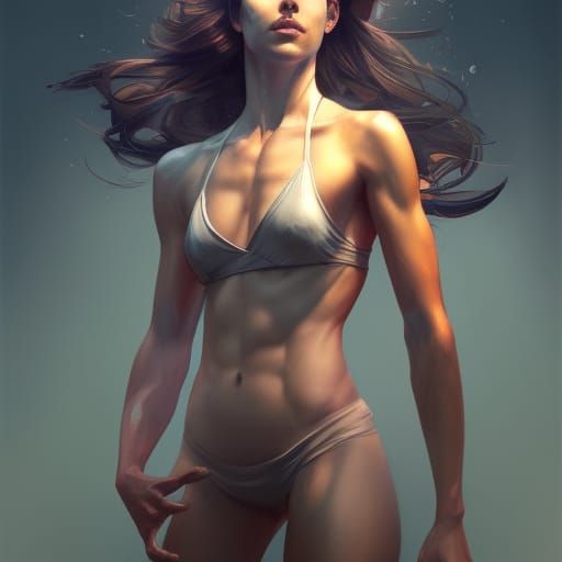 Surreal Running Athlete in Hyperdetailed Portrait Style