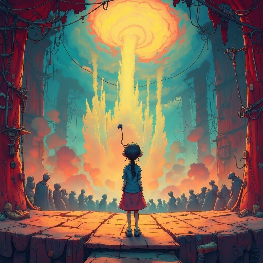 Vibrant Anime Scene in Takashi Murakami Style