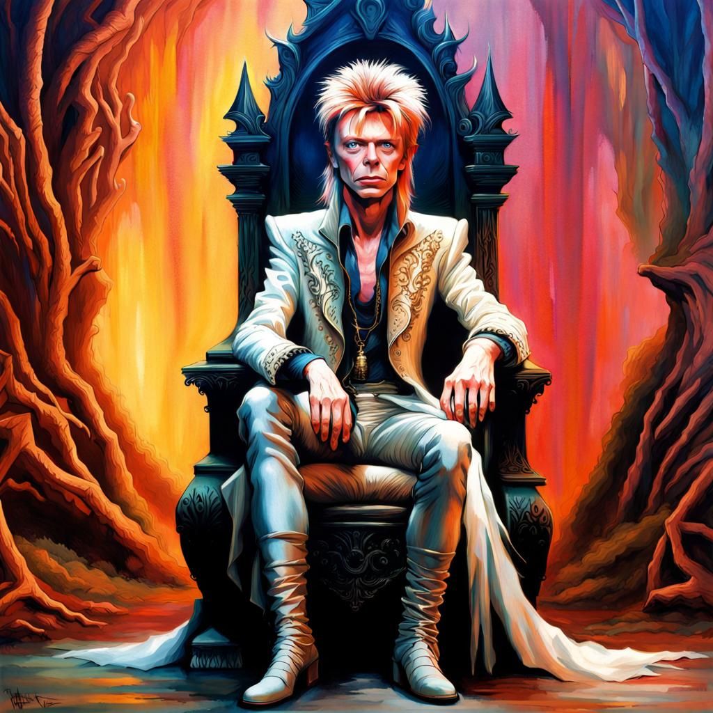 David Bowie as Goblin King in Dramatic Throne Scene