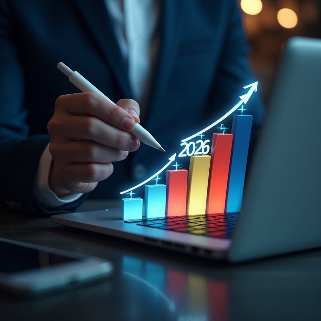 Business Professional Points to Growth Graph with Cinematic ...