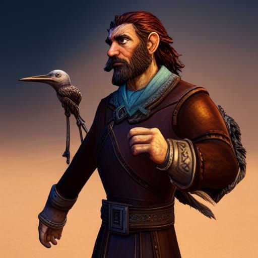 Ethereal Firbolg Mail Possesses a Vibrant Avian Companion in...