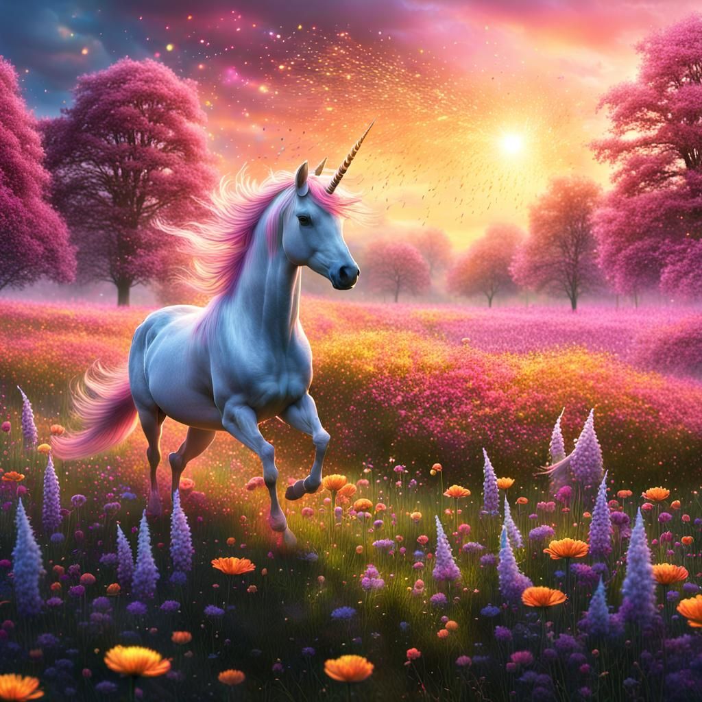 Surreal Whimsical Fantasy Meadow in Epic Cinematic Digital A...