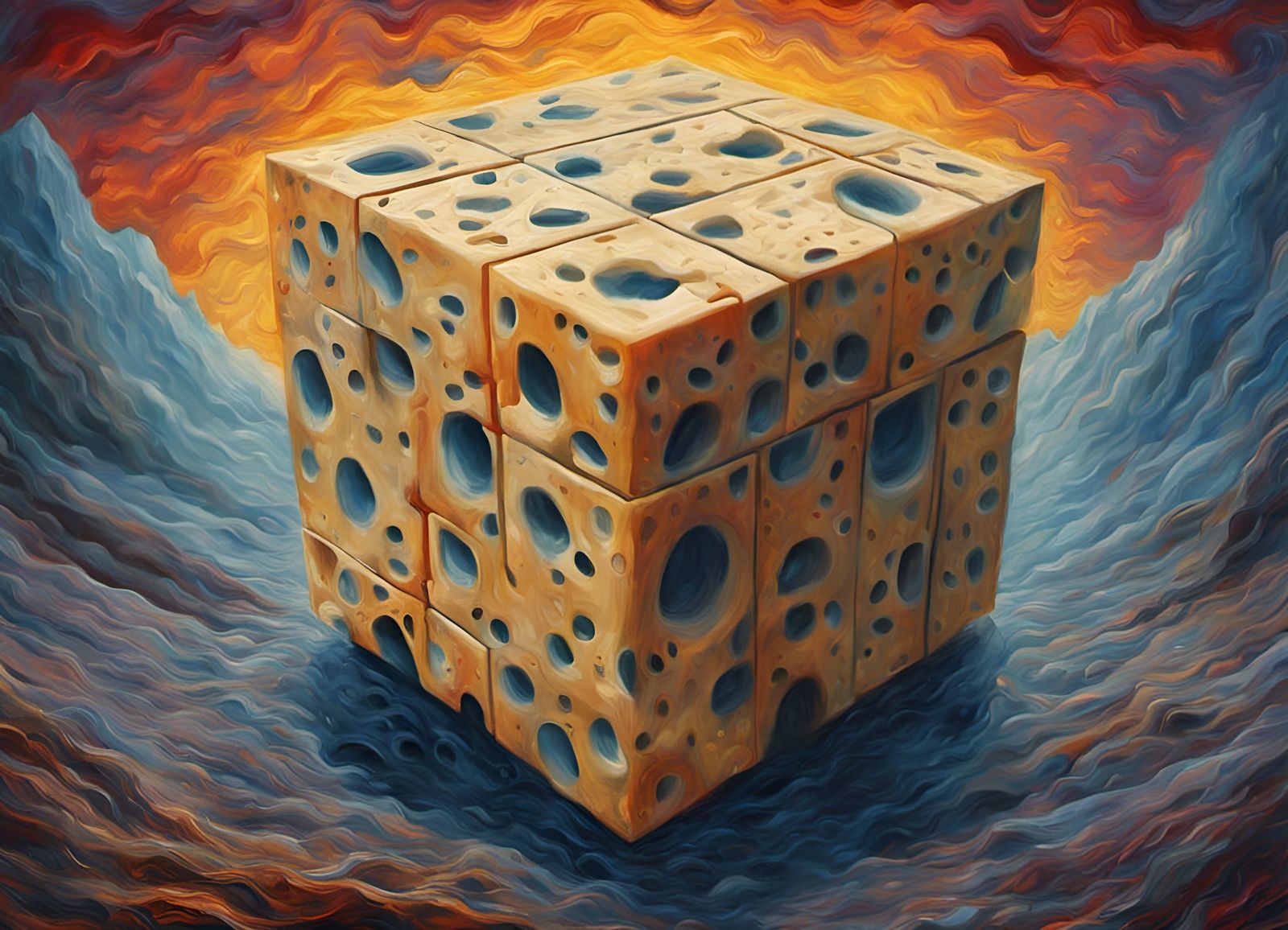 Giant Cubic Horror Amidst Neon Nights