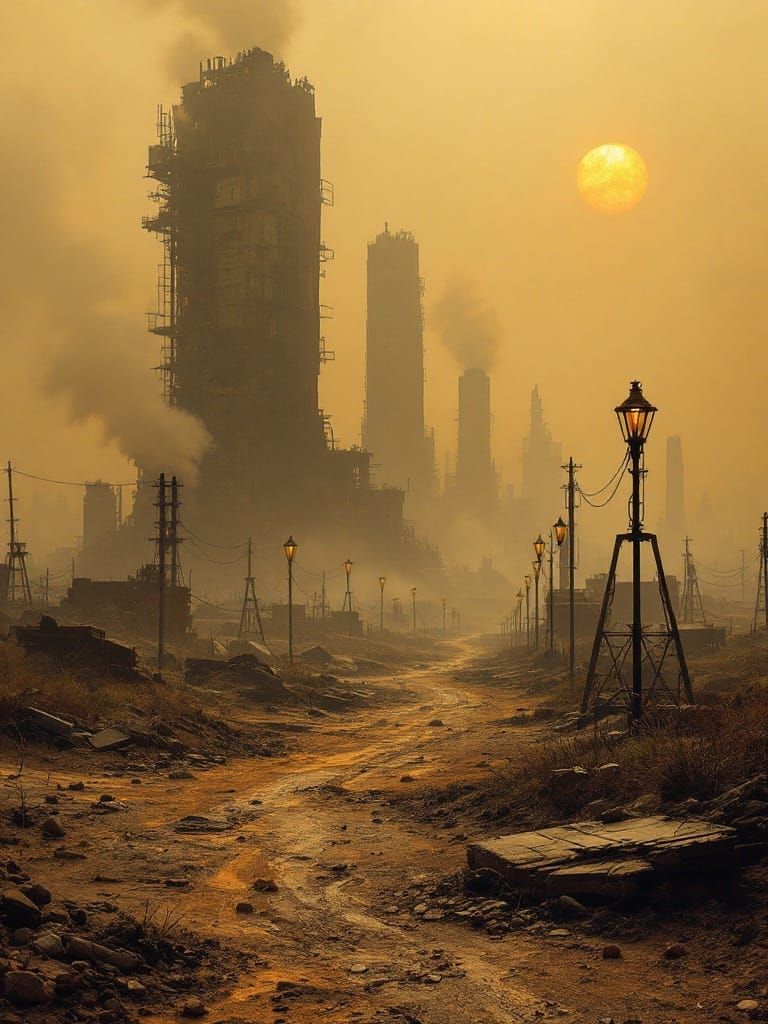 Dystopian Wasteland in a Toxic, Barren Landscape