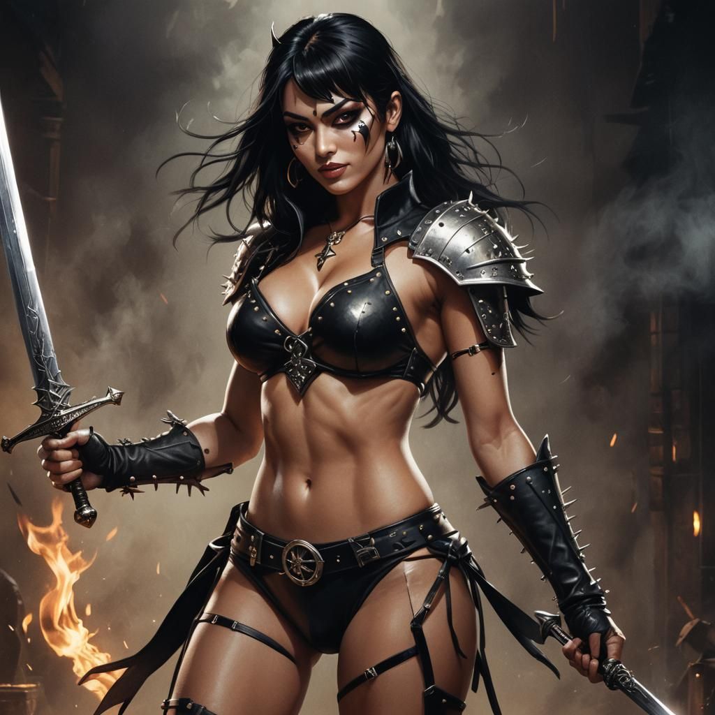 Dark Fantasy Portrait: Wicked Warrior in Leather Armor