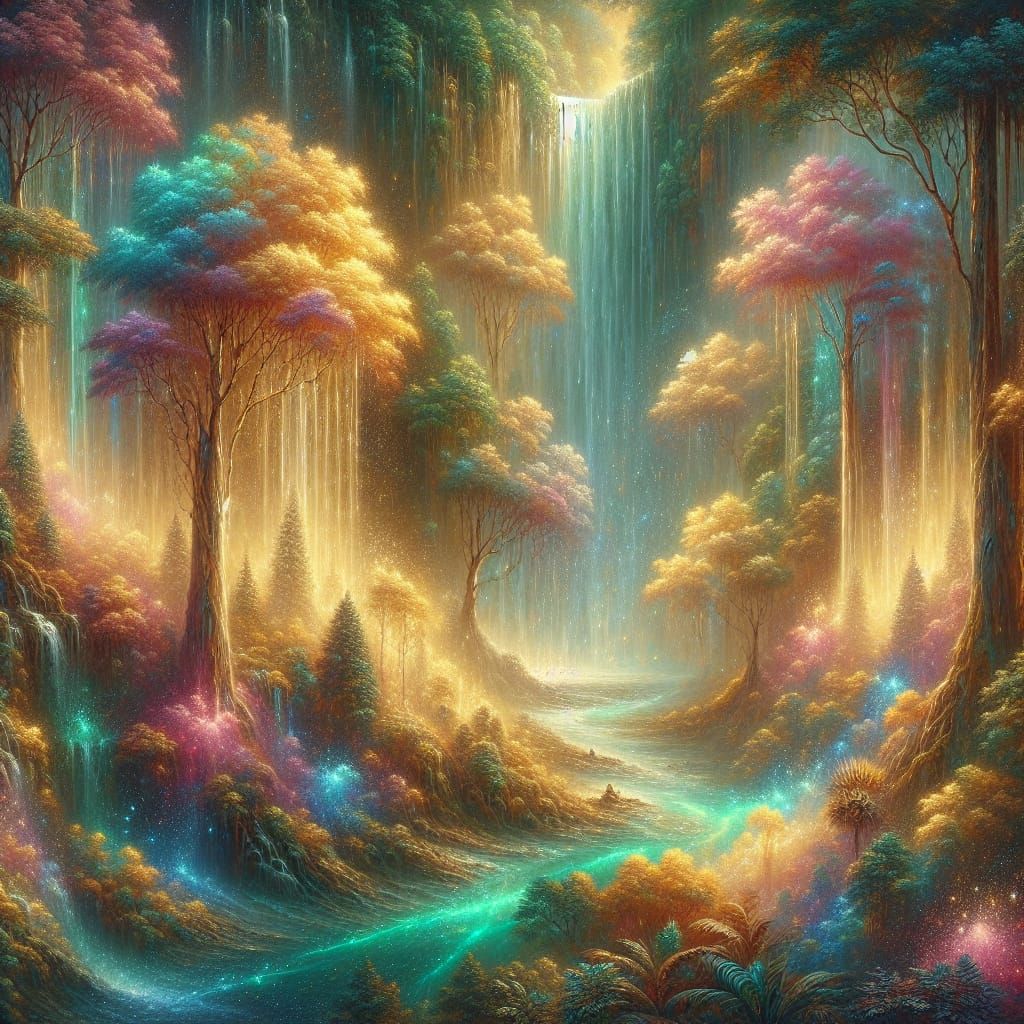 Whispers of the Golden Canopy in Pastel Hues